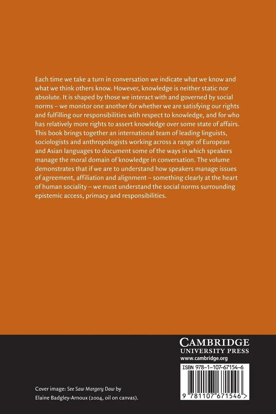 Rückseite: 9781107671546 | The Morality of Knowledge in Conversation | Tanya Stivers (u. a.)