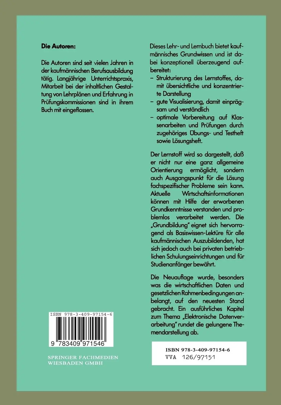 Rückseite: 9783409971546 | Grundbildung für Kaufleute | Siegfried Reinhold (u. a.) | Taschenbuch