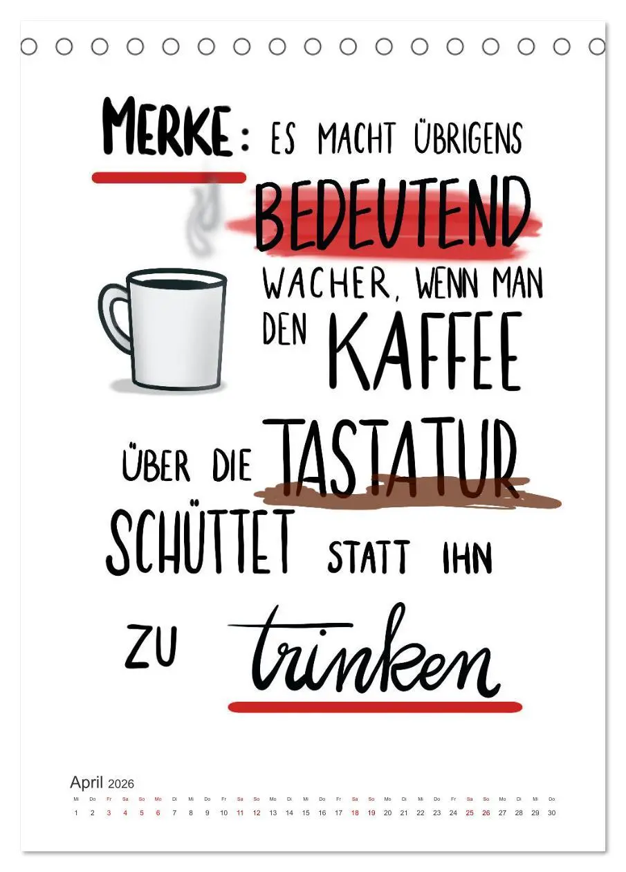 Bild: 9783516341546 | Kaffee liebt dich (Tischkalender 2026 DIN A5 hoch), CALVENDO...