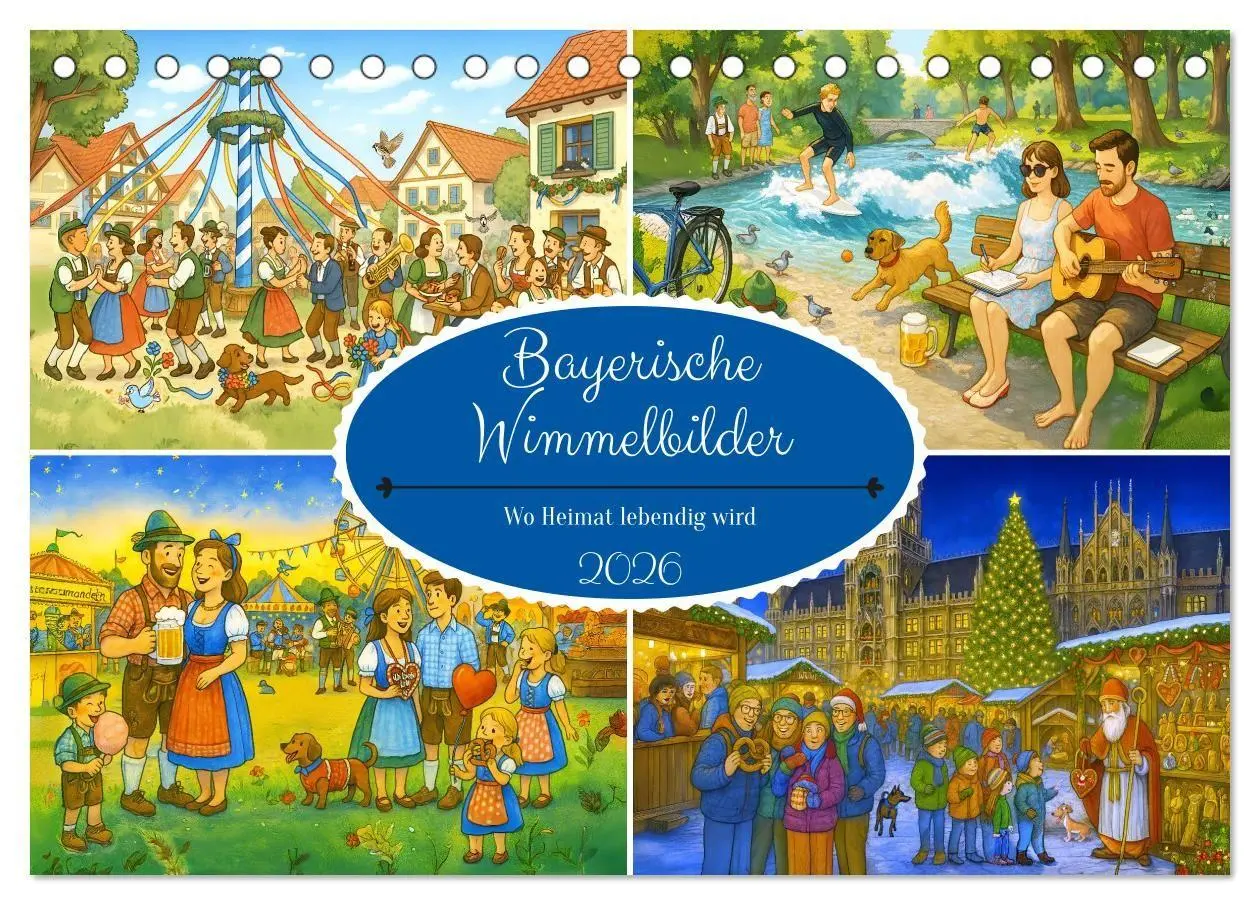 Cover: 9783516651546 | Bayrische Wimmelbilder - Wo Heimat lebendig wird (Tischkalender...