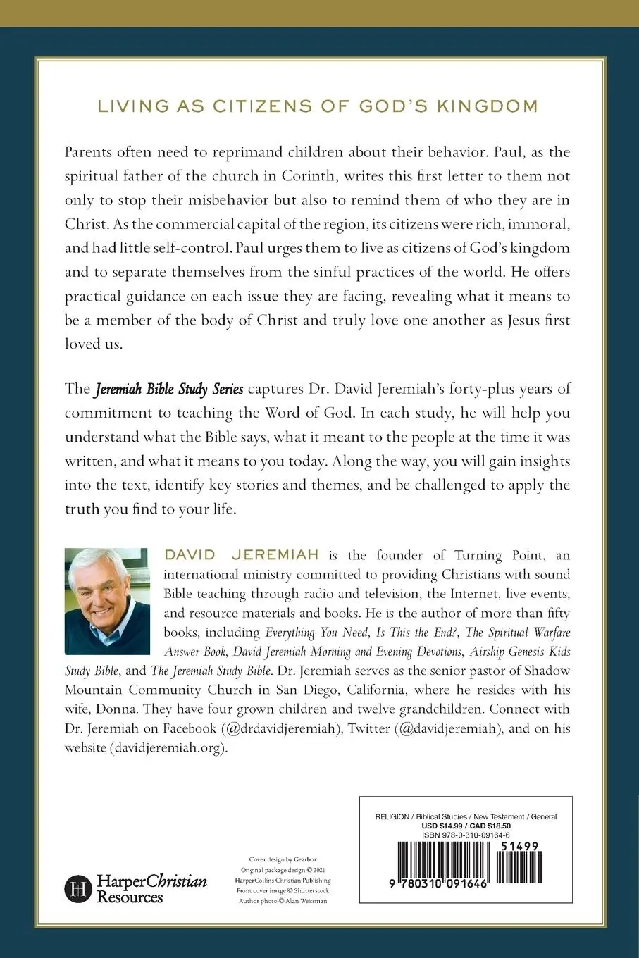 Rückseite: 9780310091646 | 1 Corinthians Softcover | David Jeremiah | Taschenbuch | Englisch