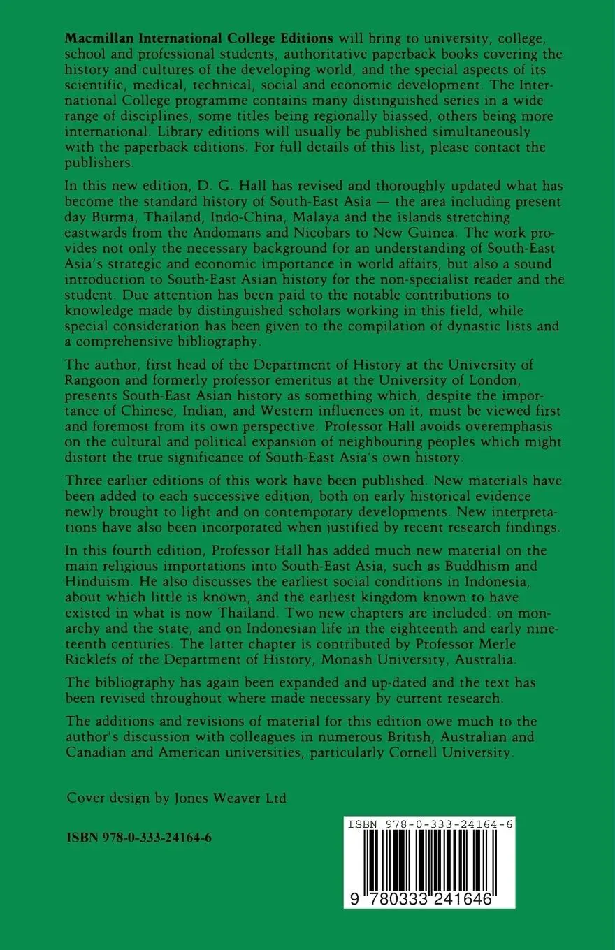 Rückseite: 9780333241646 | History of South East Asia | D. G. E. Hall | Taschenbuch | Englisch