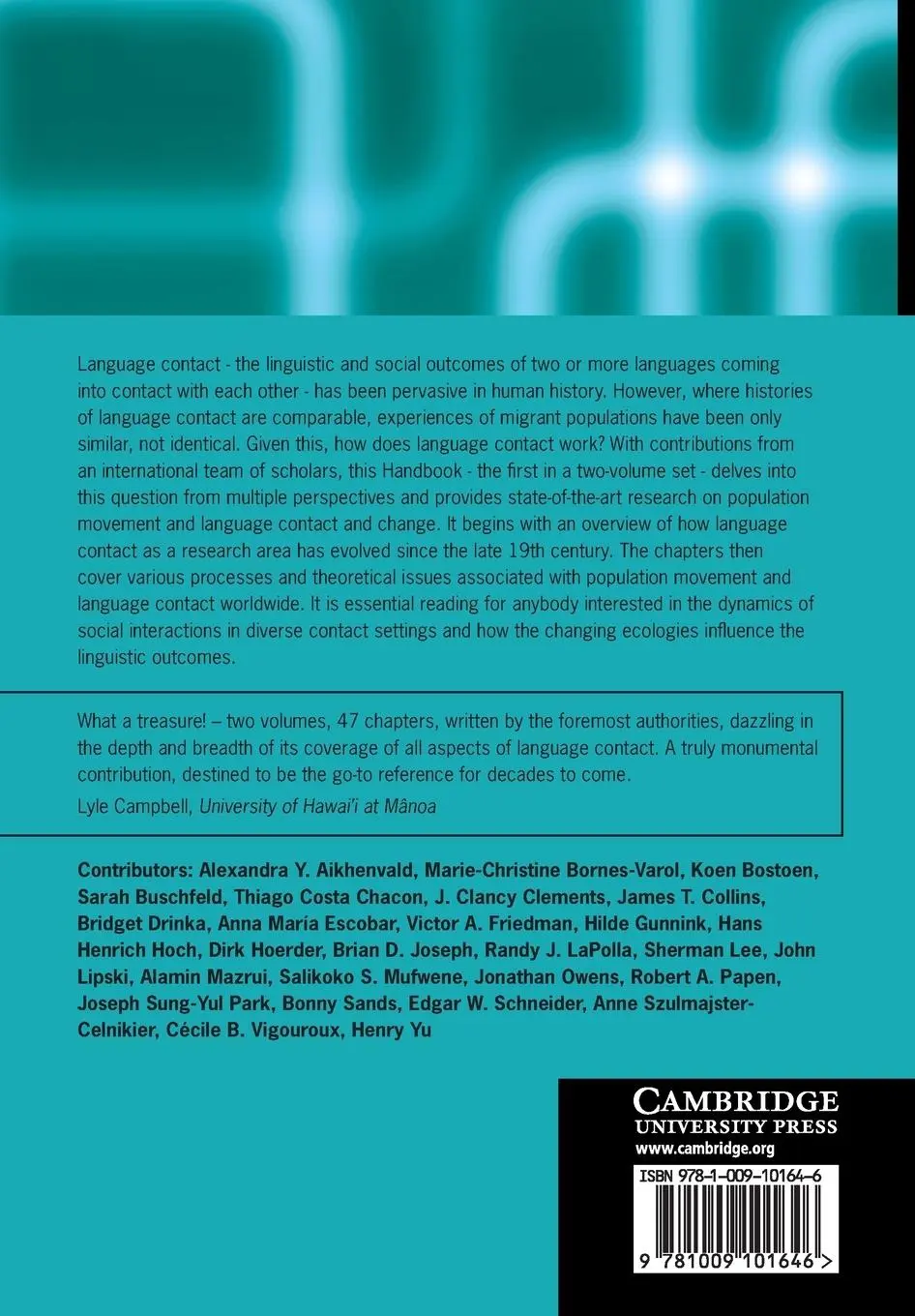 Rückseite: 9781009101646 | The Cambridge Handbook of Language Contact | Salikoko Mufwene (u. a.)