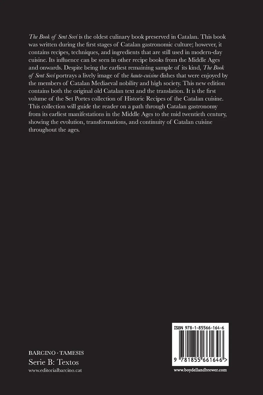 Rückseite: 9781855661646 | The Book of Sent Soví | Medieval recipes from Catalonia | Santanach
