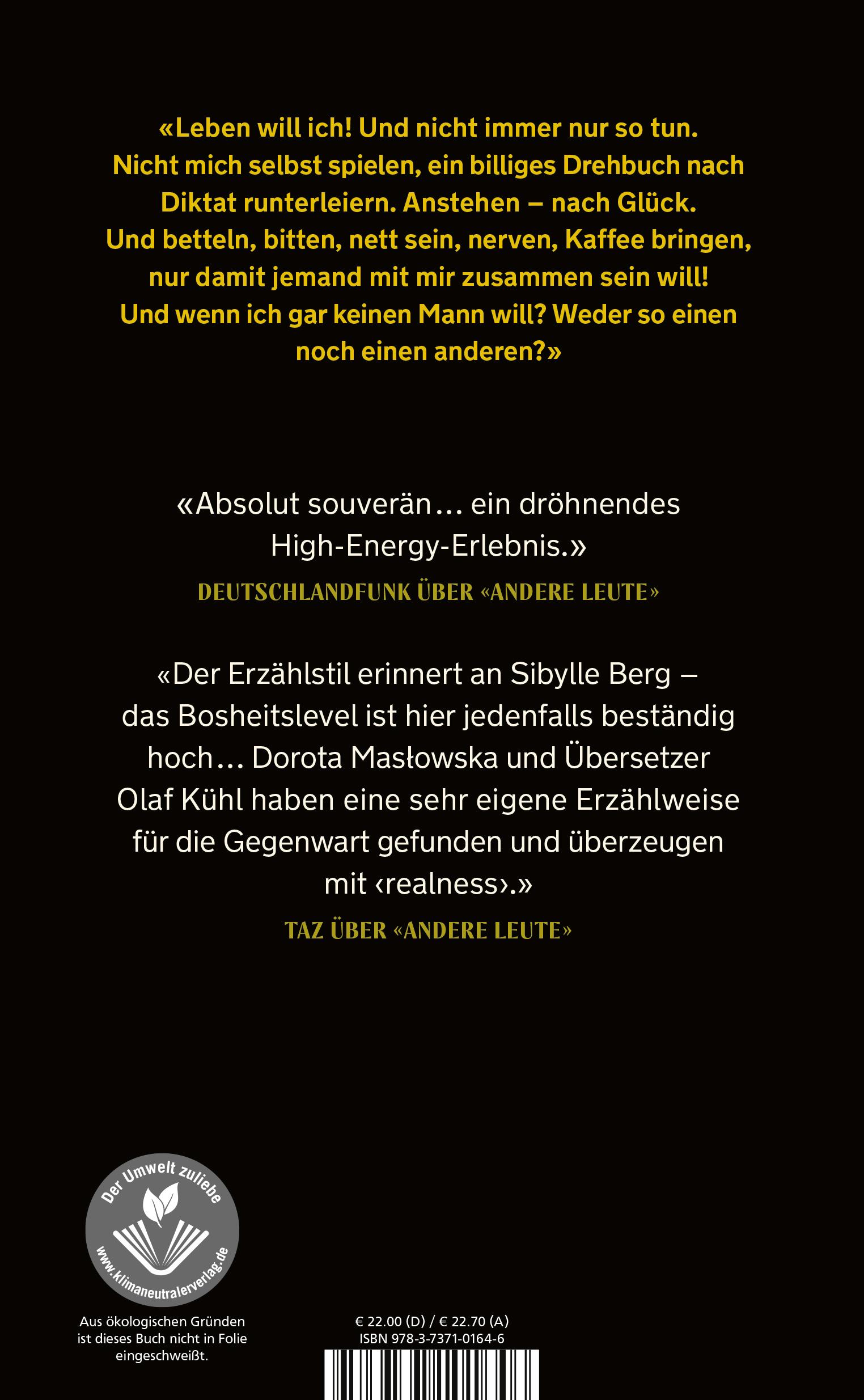 Rückseite: 9783737101646 | Bowie in Warschau | Dorota Maslowska | Buch | 128 S. | Deutsch | 2022