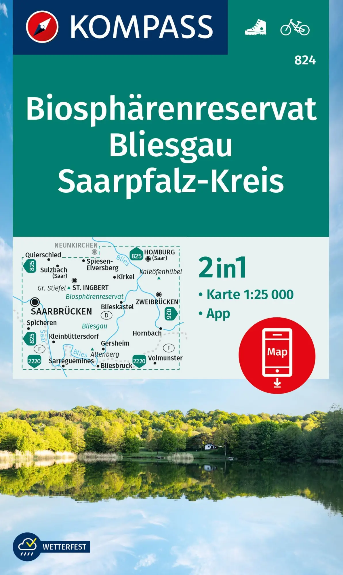 Cover: 9783991541646 | KOMPASS Wanderkarte 824 Biosphärenreservat Bliesgau &amp;...
