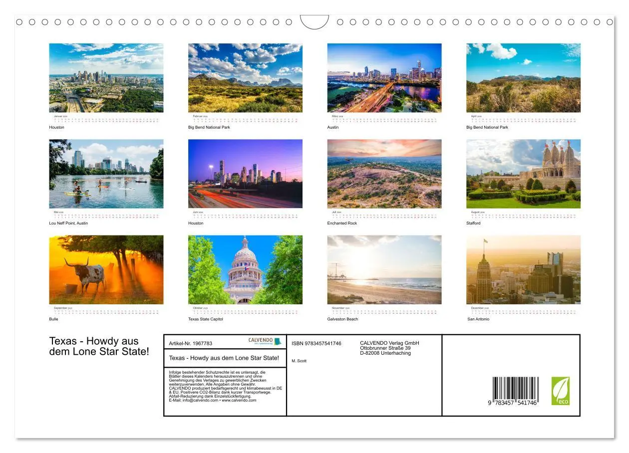 Bild: 9783457541746 | Texas - Howdy aus dem Lone Star State! (Wandkalender 2026 DIN A3...