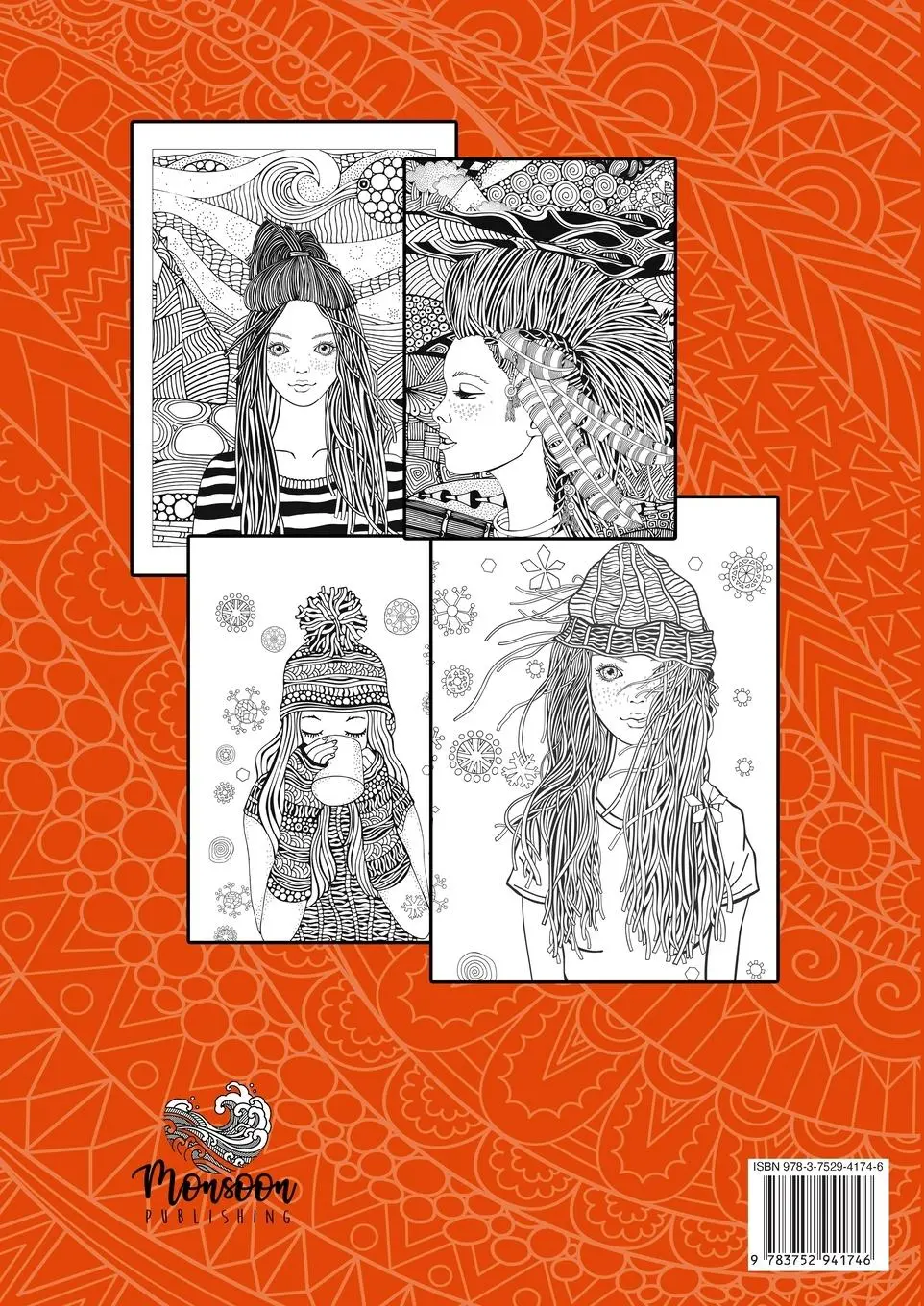 Rückseite: 9783752941746 | Doodle Zentangle Girls Coloring Book for Girls | Monsoon Publishing