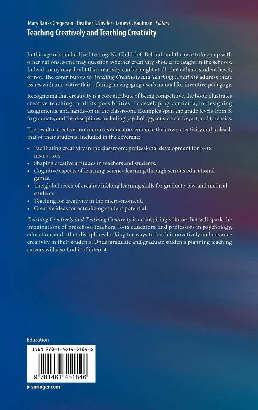 Rückseite: 9781461451846 | Teaching Creatively and Teaching Creativity | Gregerson (u. a.) | Buch
