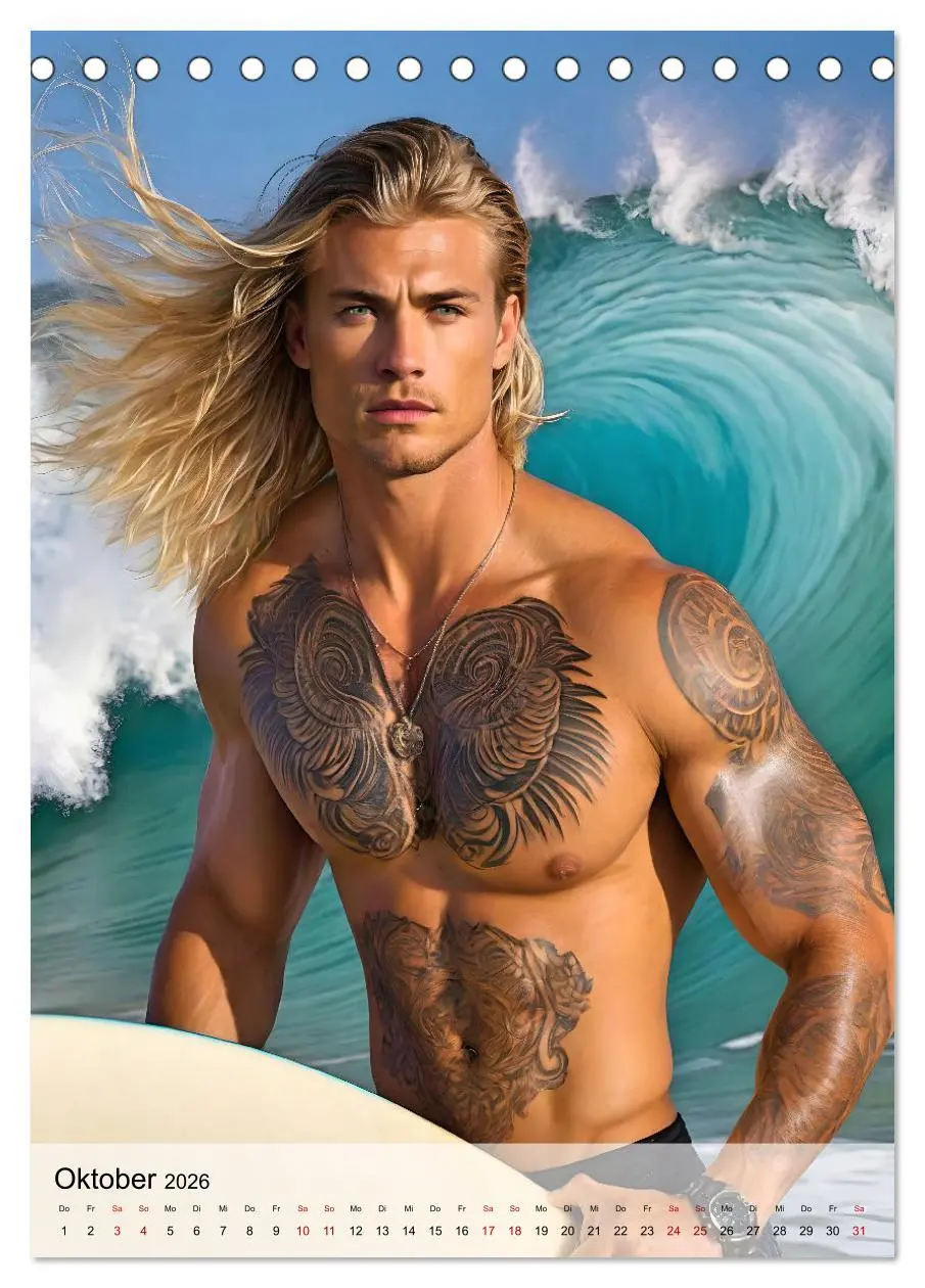 Bild: 9783516241846 | Surferboys - coole Jungs unter heißer Sonne (Tischkalender 2026 DIN...