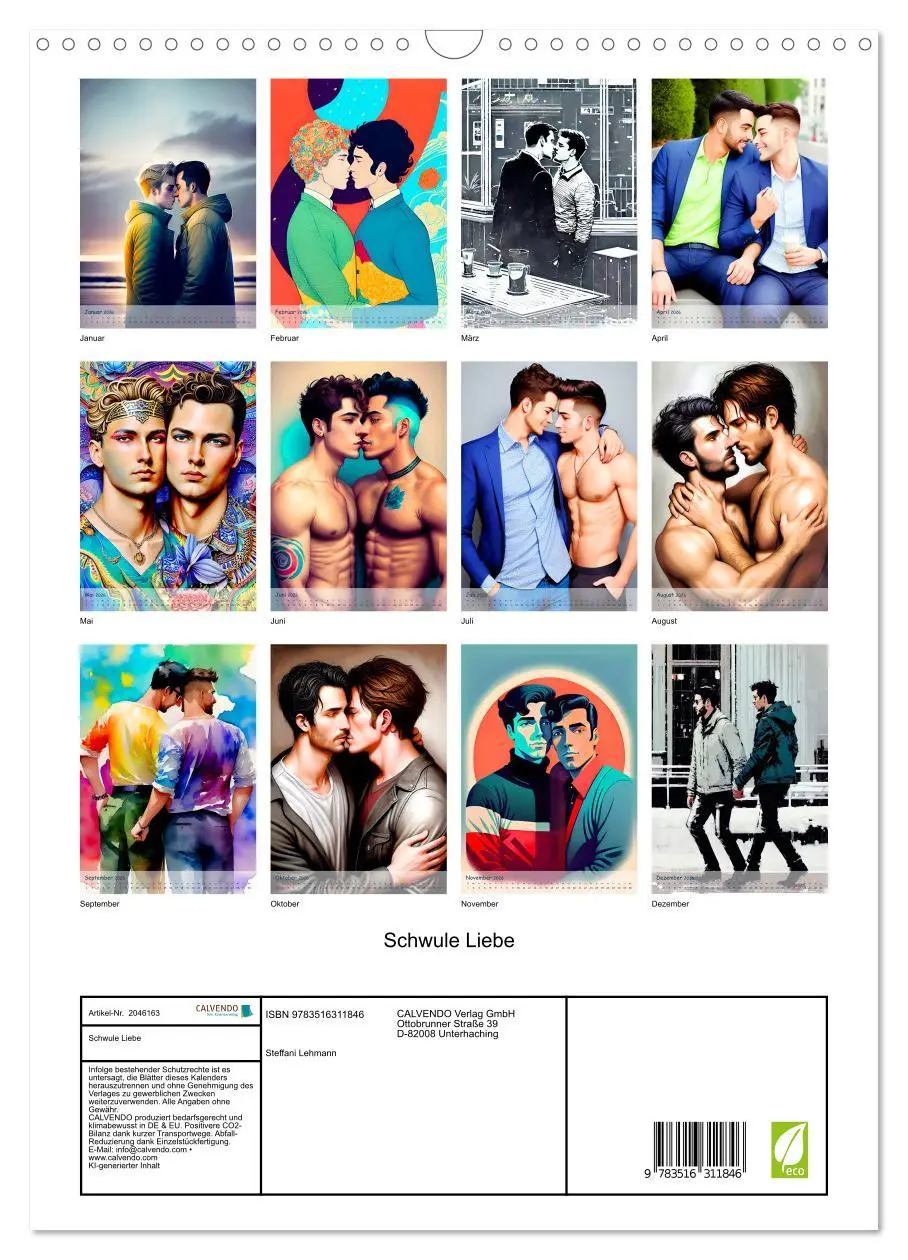 Bild: 9783516311846 | Schwule Liebe (Wandkalender 2026 DIN A3 hoch), CALVENDO Monatskalender