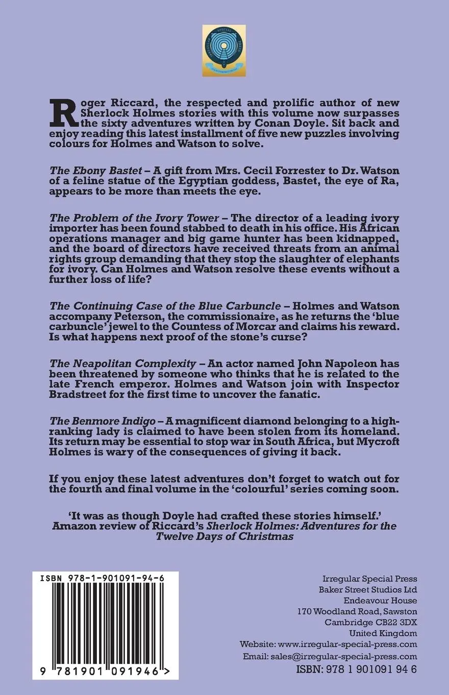 Rückseite: 9781901091946 | The Colourful Cases of Sherlock Holmes (Volume 3) | Roger Riccard