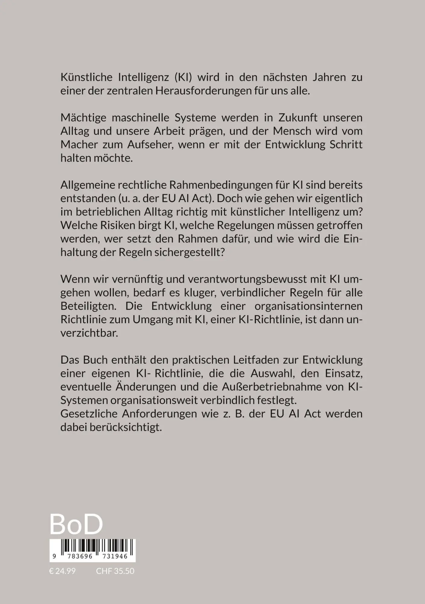 Rückseite: 9783696731946 | KI-Richtlinien für Unternehmen | Robert Düsterwald | Taschenbuch