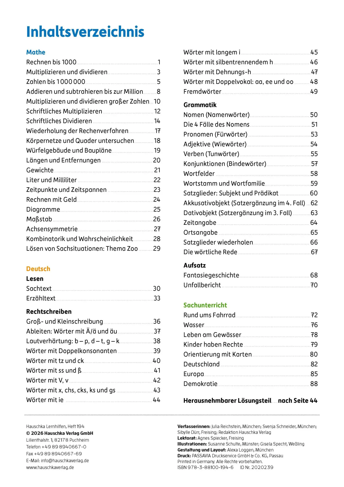 Bild: 9783881001946 | Erfolgreich durch die 4. Klasse - Mathe, Deutsch, Sachunterricht