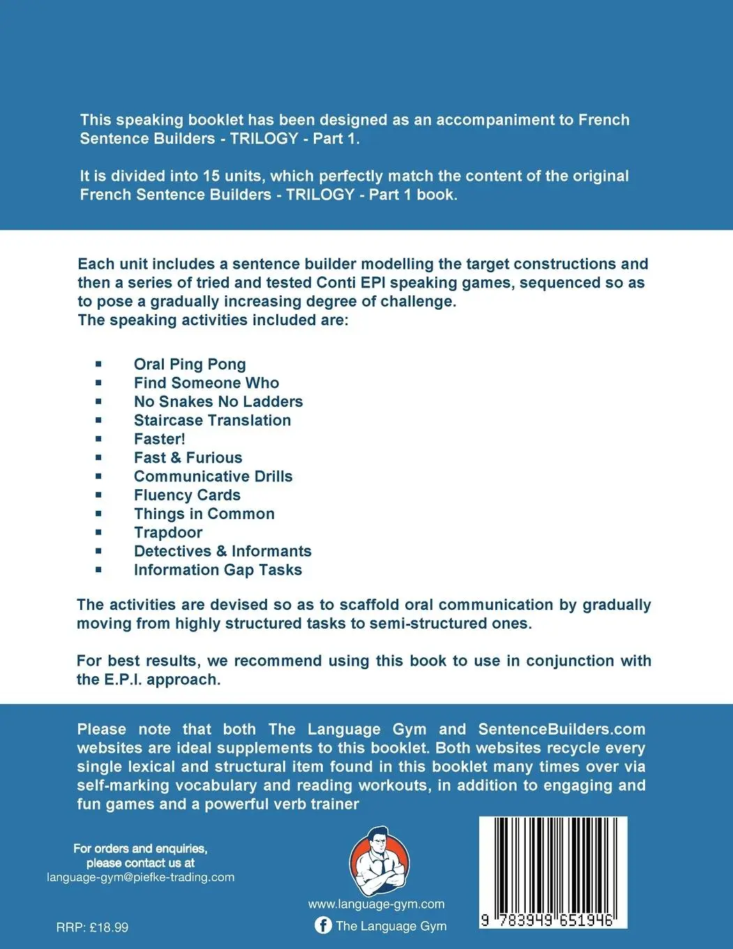 Rückseite: 9783949651946 | FRENCH SENTENCE BUILDERS TRILOGY PART 1 - A SPEAKING BOOKLET | Buch