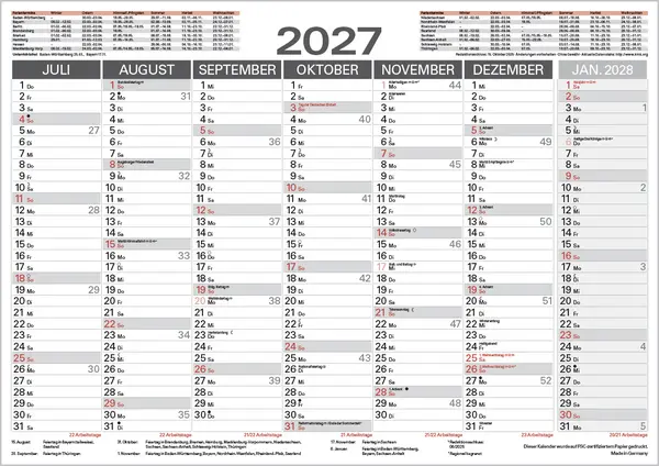 Bild: 9783819302046 | Tafelkalender A3 2027 | Korsch Verlag | Kalender | 1 S. | Deutsch