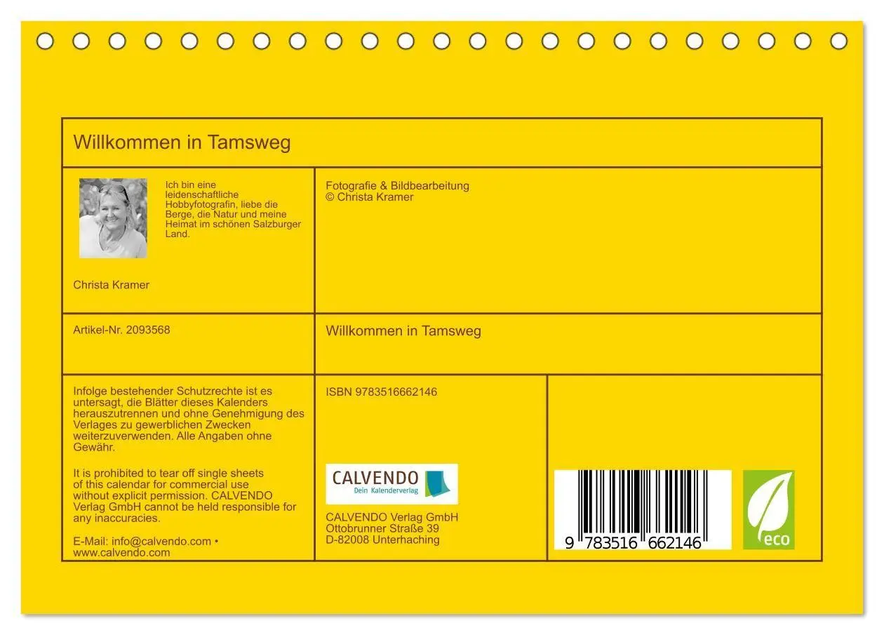 Bild: 9783516662146 | Willkommen in Tamsweg (Tischkalender 2026 DIN A5 quer), CALVENDO...