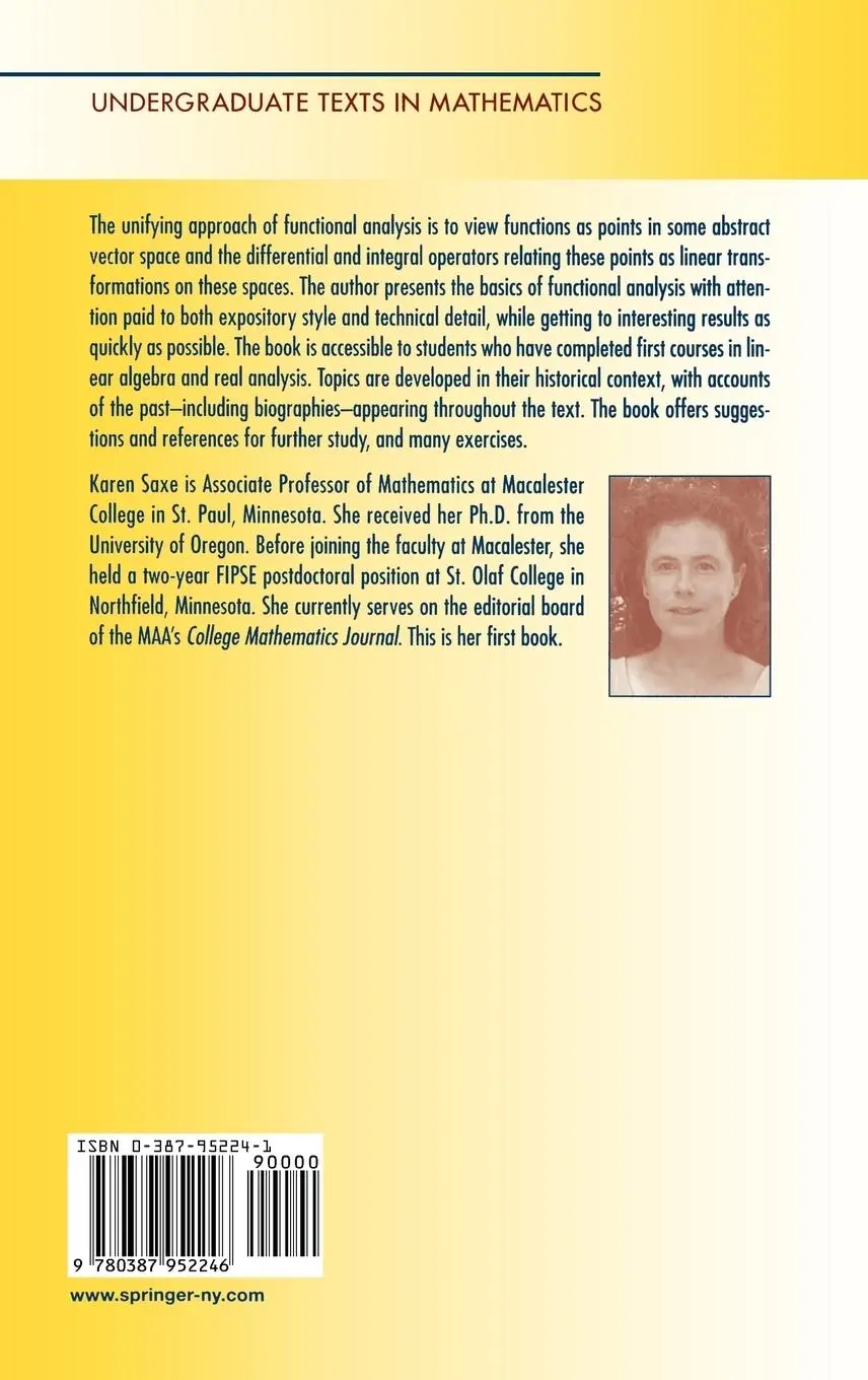 Rückseite: 9780387952246 | Beginning Functional Analysis | Karen Saxe | Buch | xi | Englisch Rückseite: 9780387952246 | Beginning Functional Analysis | Karen Saxe | Buch | xi | Englisch