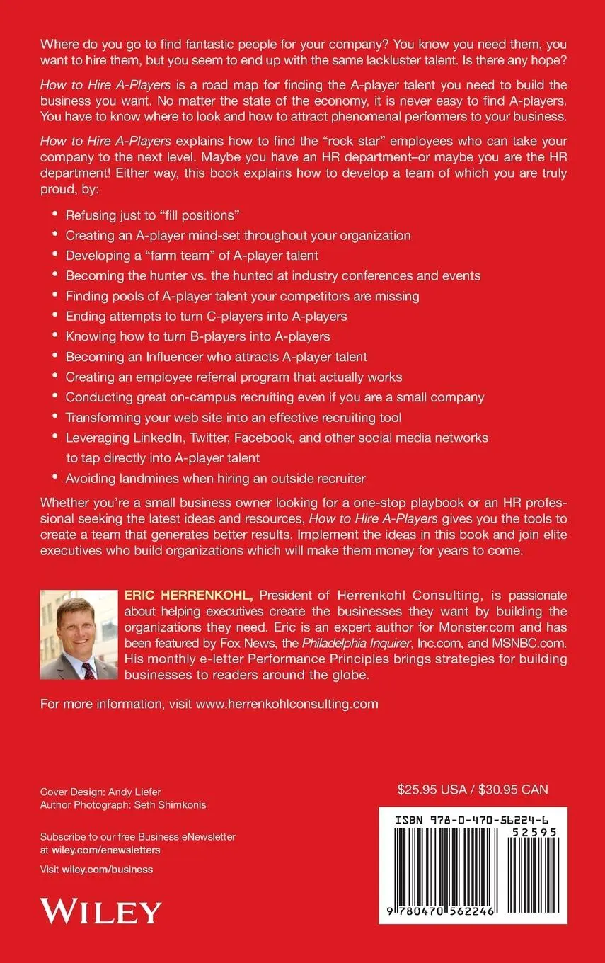 Rückseite: 9780470562246 | How to Hire A-Players | Eric Herrenkohl | Buch | 240 S. | Englisch