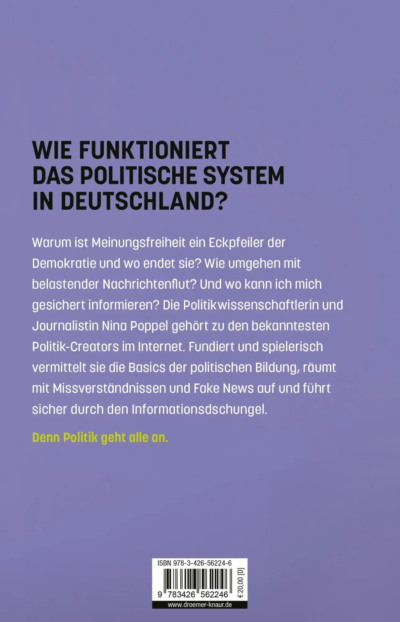 Rückseite: 9783426562246 | Endlich Politik verstehen | Nina Poppel | Taschenbuch | 272 S. | 2025