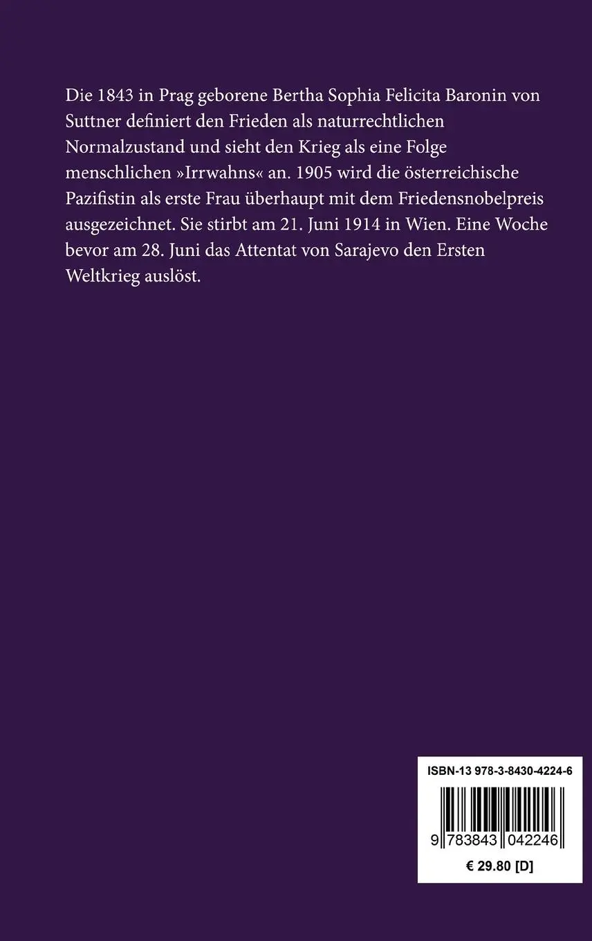 Rückseite: 9783843042246 | Marthas Kinder | Fortsetzung zu »Die Waffen nieder!« | Suttner | Buch