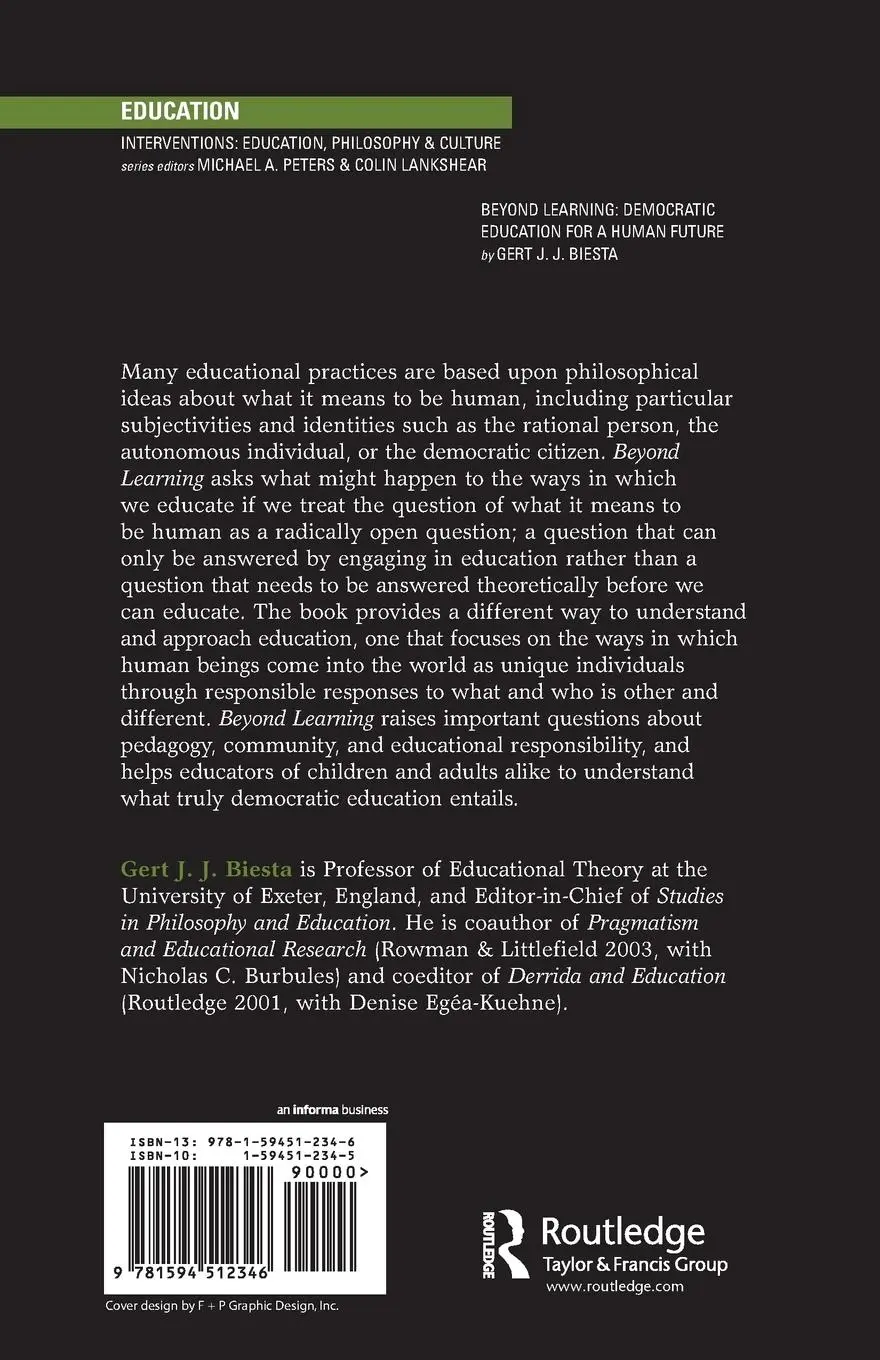 Rückseite: 9781594512346 | Beyond Learning | Democratic Education for a Human Future | Biesta