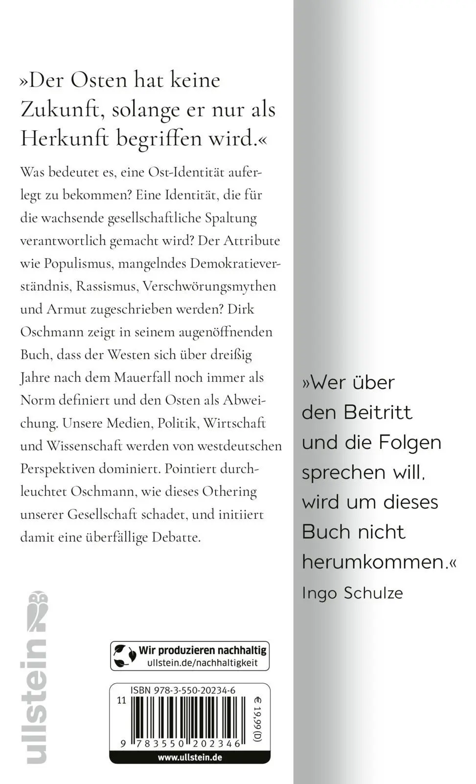 Rückseite: 9783550202346 | Der Osten: eine westdeutsche Erfindung | Dirk Oschmann | Buch | 224 S.