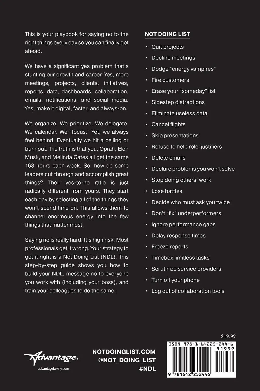 Rückseite: 9781642252446 | Not Doing List | Catapult Your Career by Upping Your "No" Game | Bant