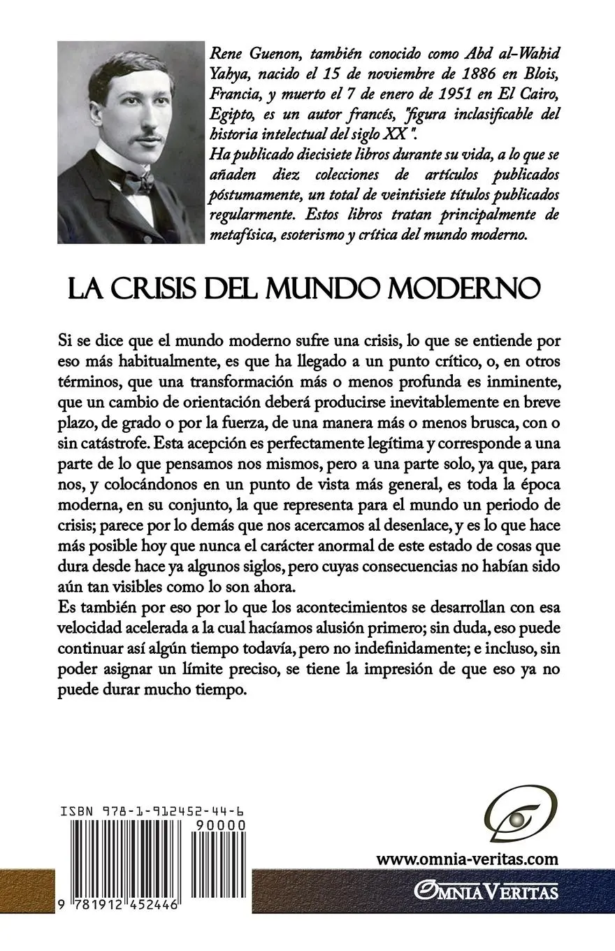 Rückseite: 9781912452446 | La Crisis del Mundo Moderno | René Guénon | Taschenbuch | Spanisch