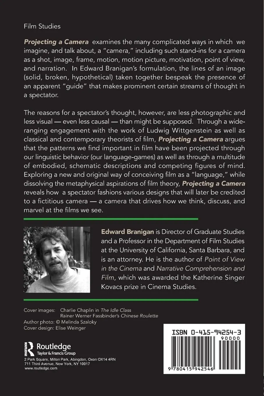 Rückseite: 9780415942546 | Projecting a Camera | Language-Games in Film Theory | Edward Branigan