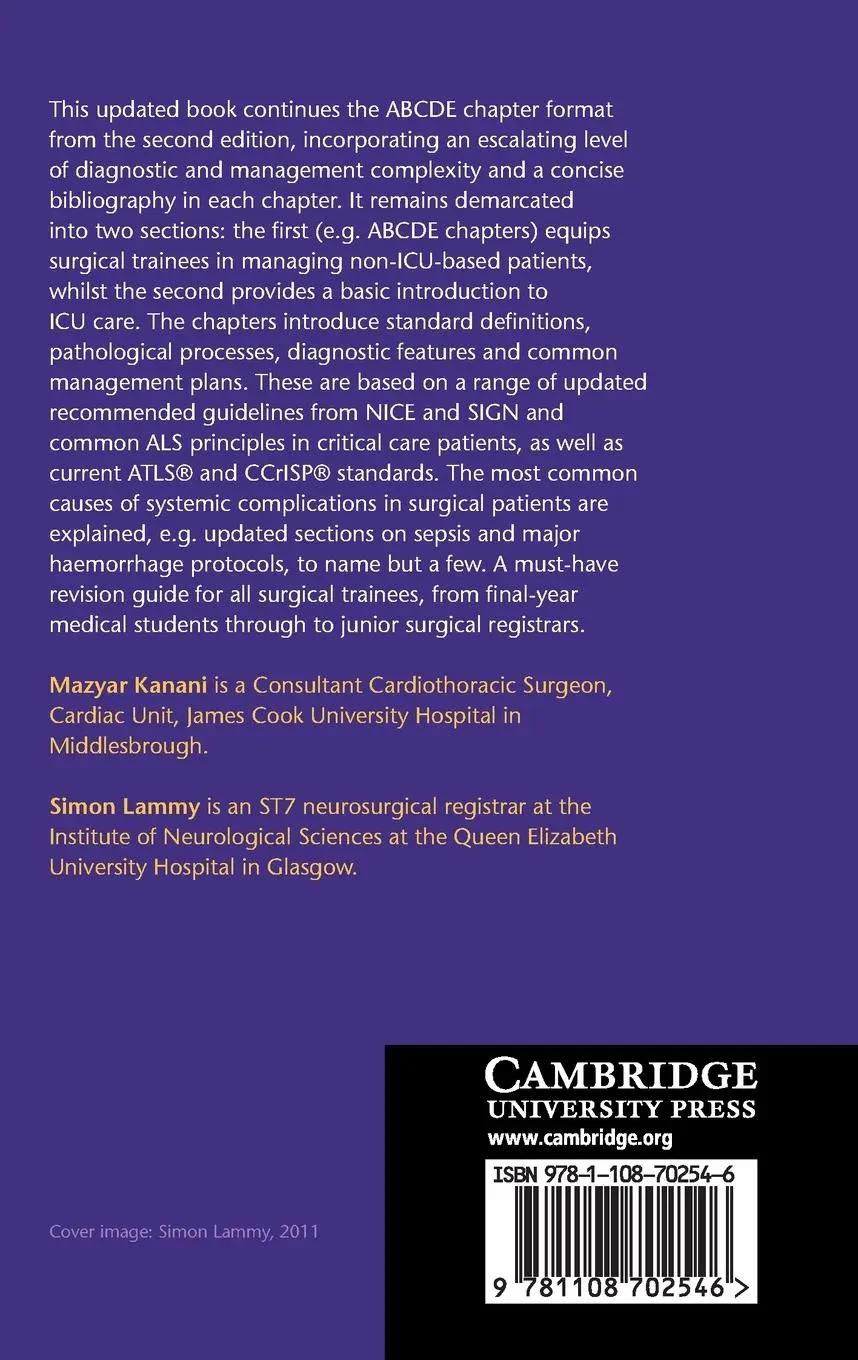 Rückseite: 9781108702546 | Surgical Critical Care | For the Mrcs OSCE | Mazyar Kanani (u. a.)