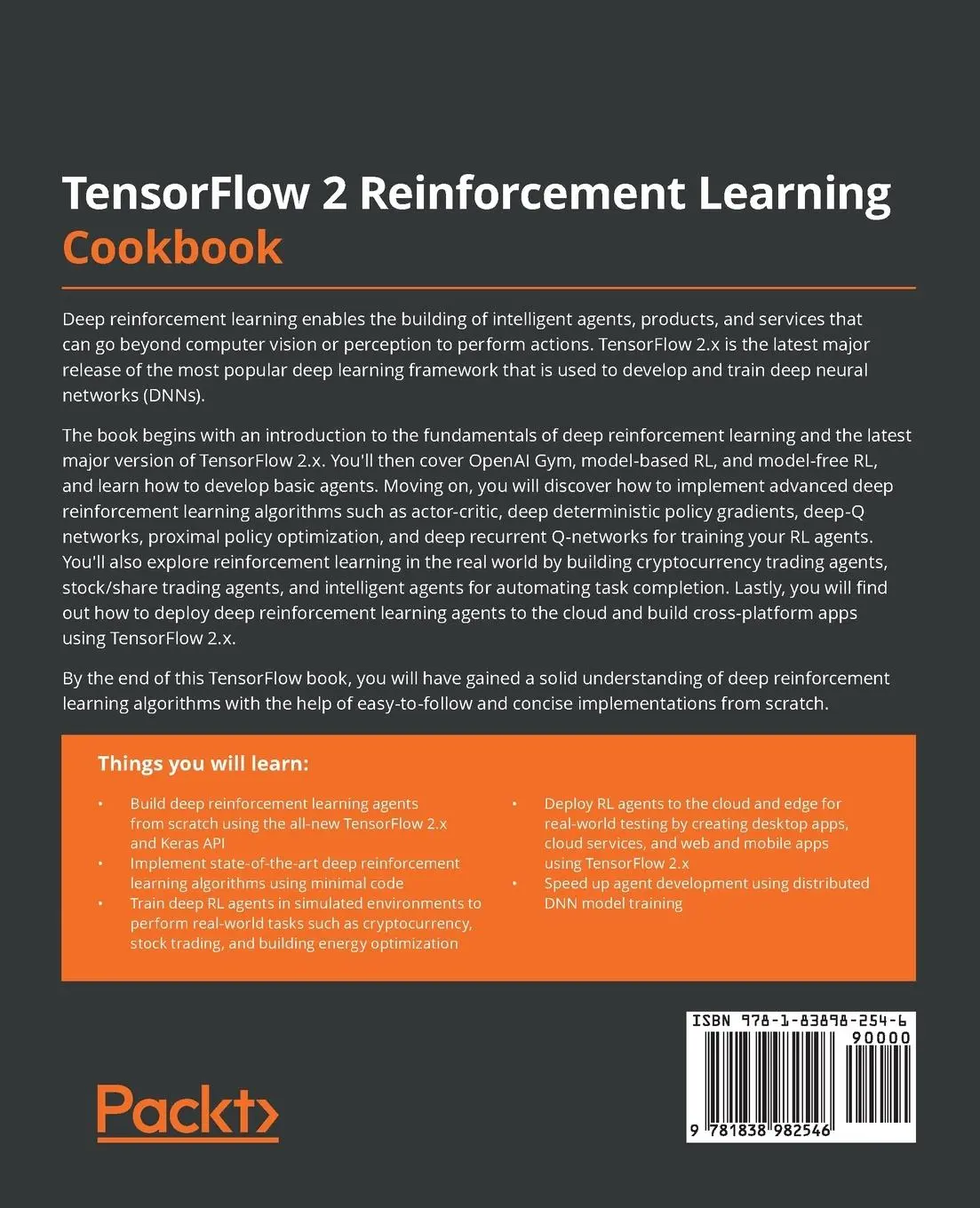 Rückseite: 9781838982546 | TensorFlow 2 Reinforcement Learning Cookbook | Praveen Palanisamy