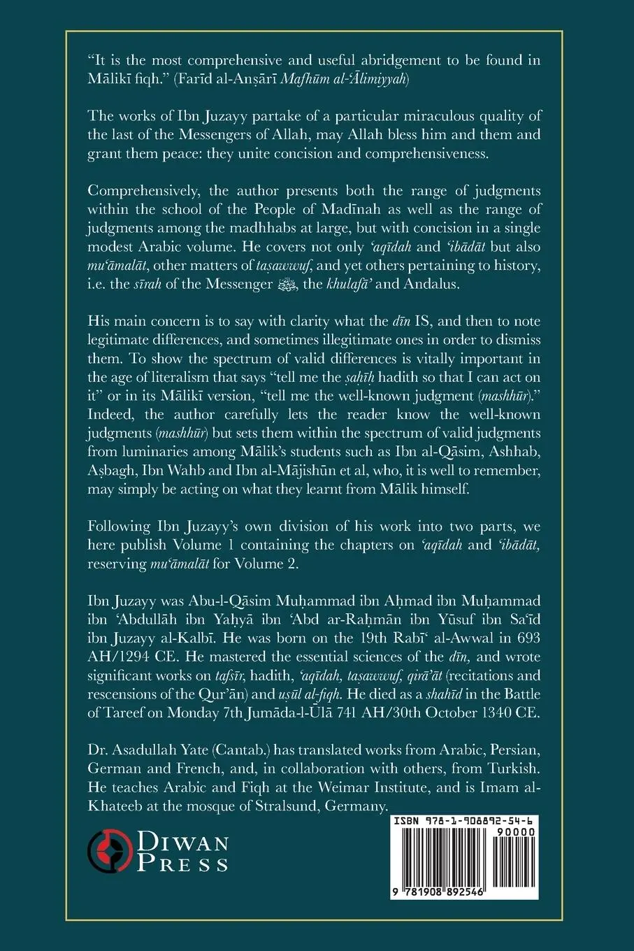 Rückseite: 9781908892546 | Al-Qawanin al-Fiqhiyyah | The Judgments of Fiqh | Al-Kalbi | Buch