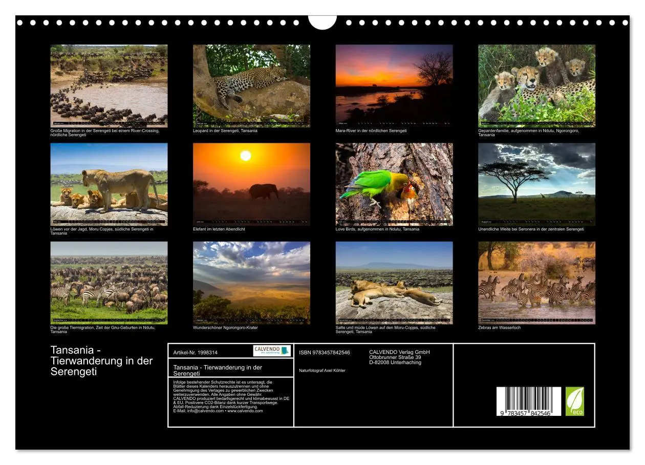 Bild: 9783457842546 | Tansania - Tierwanderung in der Serengeti (Wandkalender 2026 DIN A3...