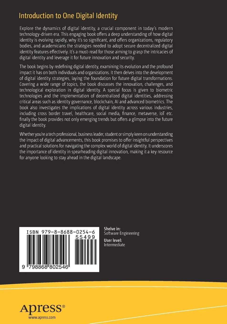 Rückseite: 9798868802546 | Introduction to One Digital Identity | Shivakumar R. Goniwada | Buch