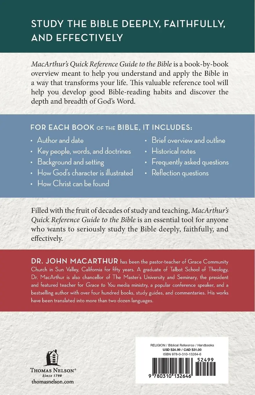 Rückseite: 9780310132646 | The Macarthur's Quick Reference Guide to the Bible | John F. Macarthur