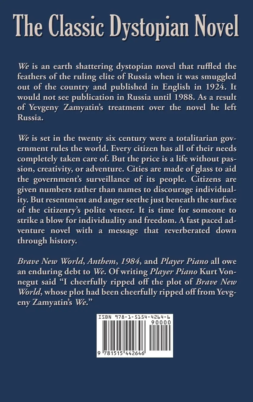 Rückseite: 9781515442646 | We | Yevgeny Zamyatin | Buch | HC gerader Rücken kaschiert | Englisch