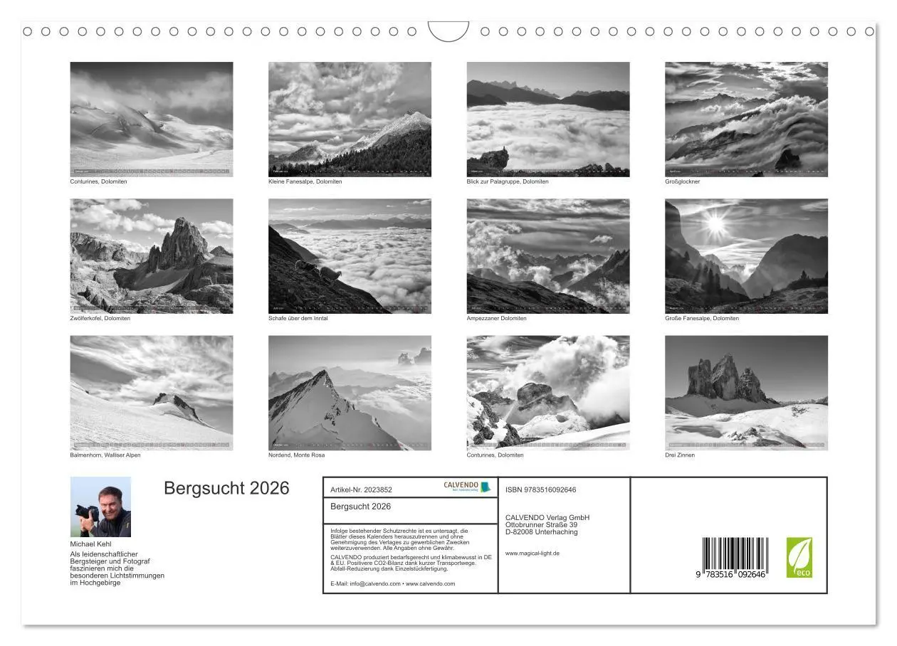 Bild: 9783516092646 | Bergsucht 2026 (Wandkalender 2026 DIN A3 quer), CALVENDO...