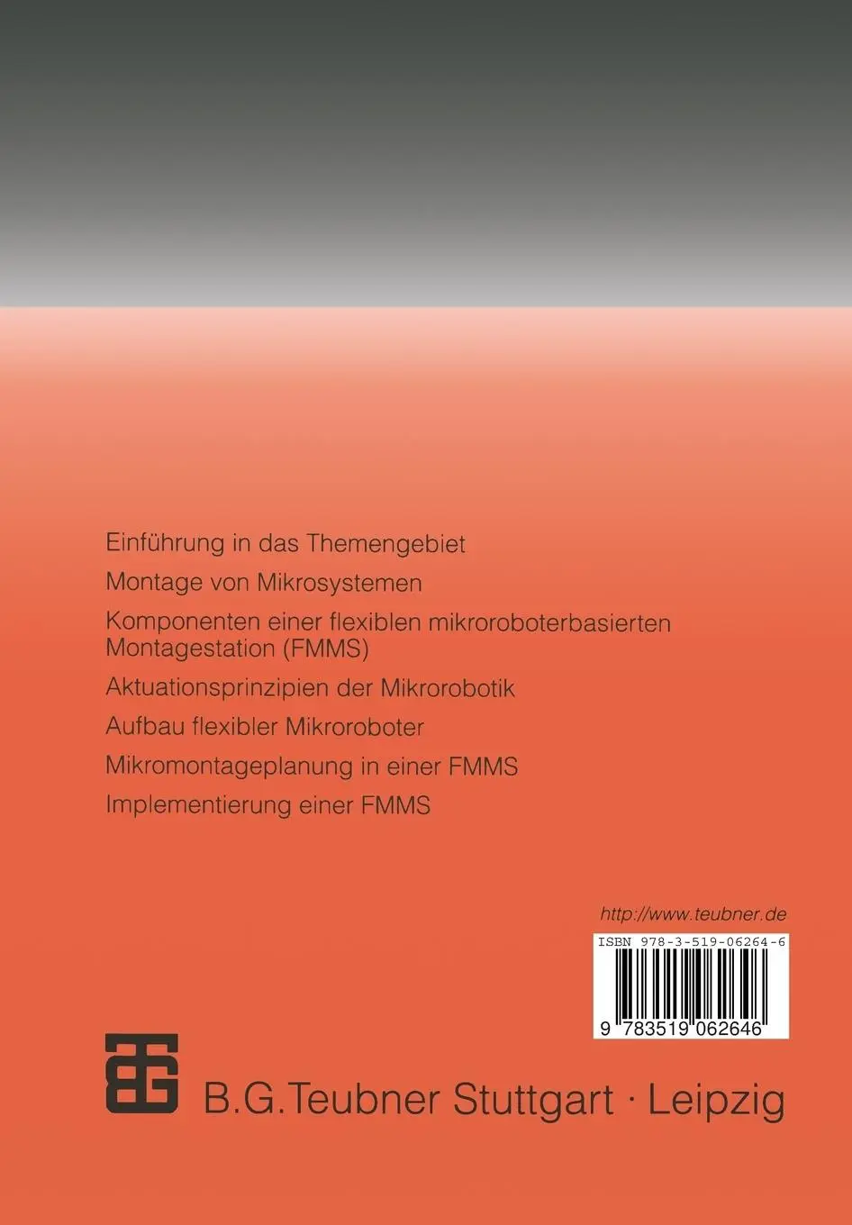 Rückseite: 9783519062646 | Mikroroboter und Mikromontage | Sergej Fatikow | Taschenbuch | xiii