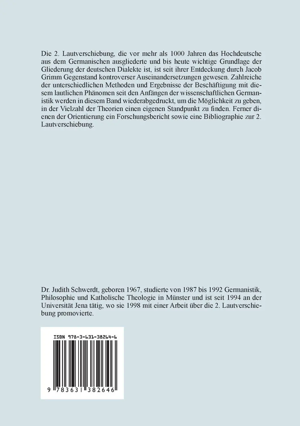 Rückseite: 9783631382646 | Die Kontroverse um die 2. Lautverschiebung | Judith Schwerdt | Buch