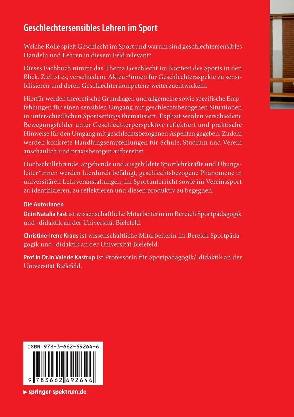 Rückseite: 9783662692646 | Geschlechtersensibles Lehren im Sport | Natalia Fast (u. a.) | Buch