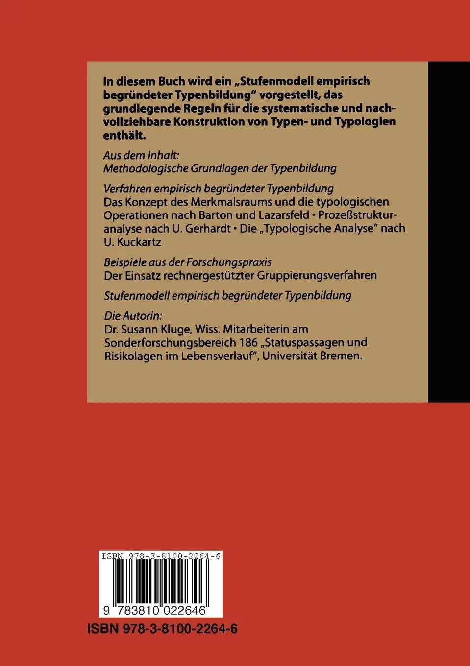 Rückseite: 9783810022646 | Empirisch begründete Typenbildung | Susann Kluge | Taschenbuch | 1999