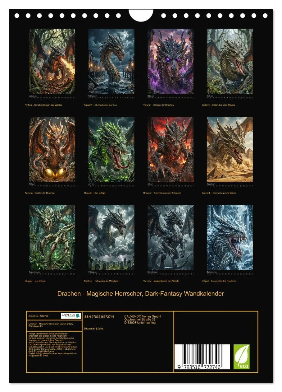 Bild: 9783516772746 | Drachen - Magische Herrscher, Dark¿Fantasy Wandkalender...