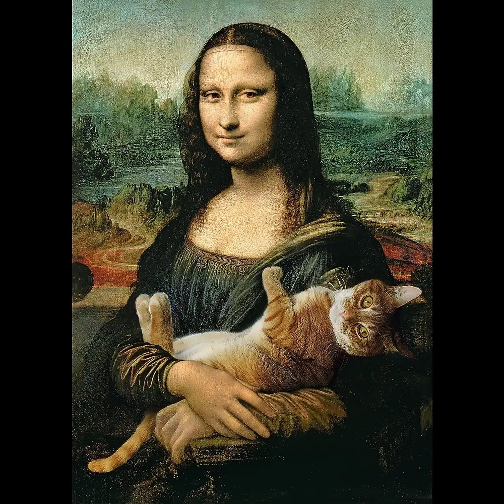 Bild: 5900511372946 | Mona Lisa mit schnurrender Katze (Puzzle) | Spiel | In Spielebox