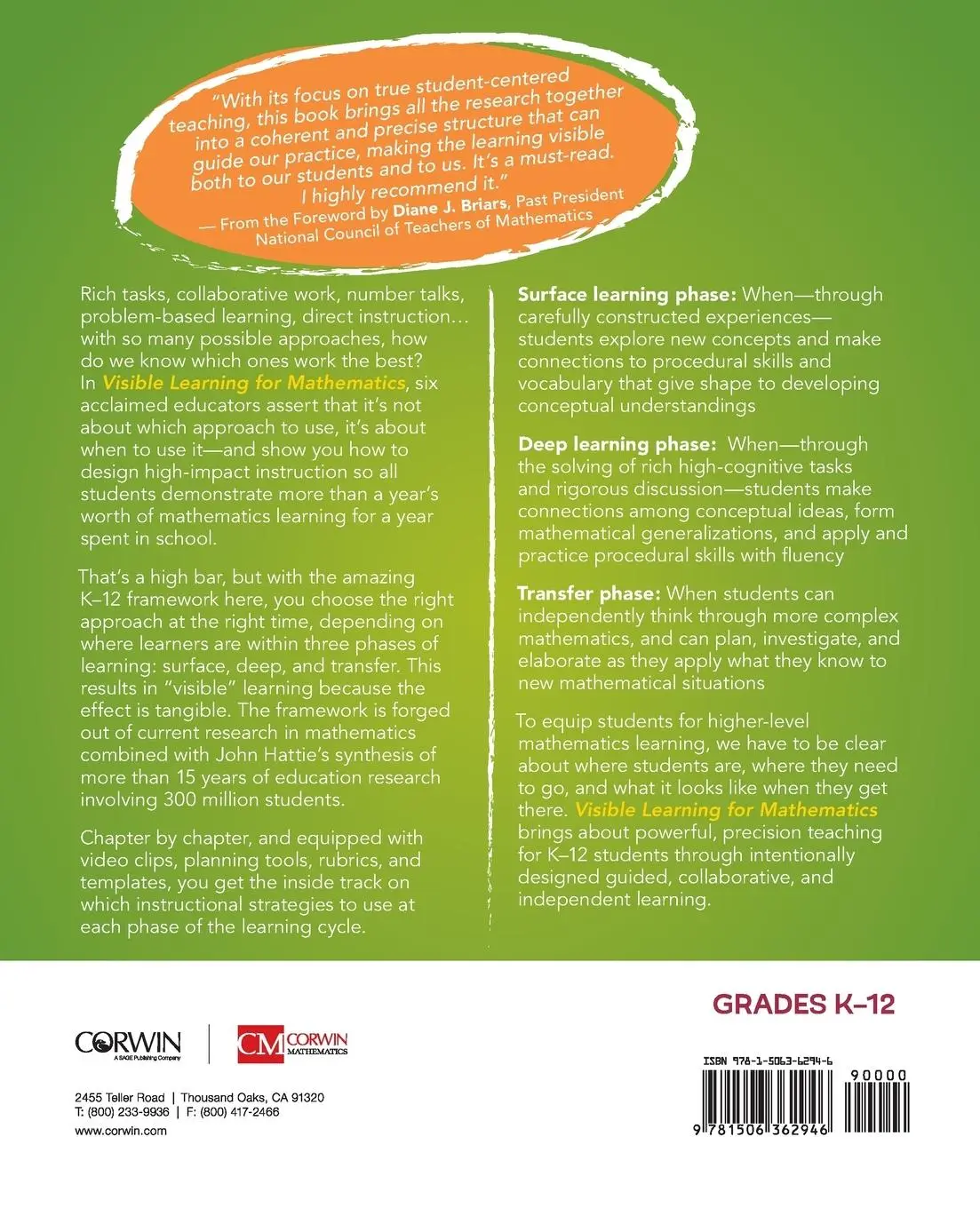 Rückseite: 9781506362946 | Visible Learning for Mathematics, Grades K-12 | John Hattie (u. a.)