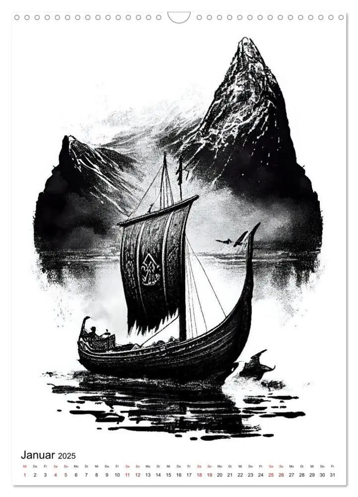 Bild: 9783435882946 | Welt und Mythologie der Wikinger (Wandkalender 2025 DIN A3 hoch),...
