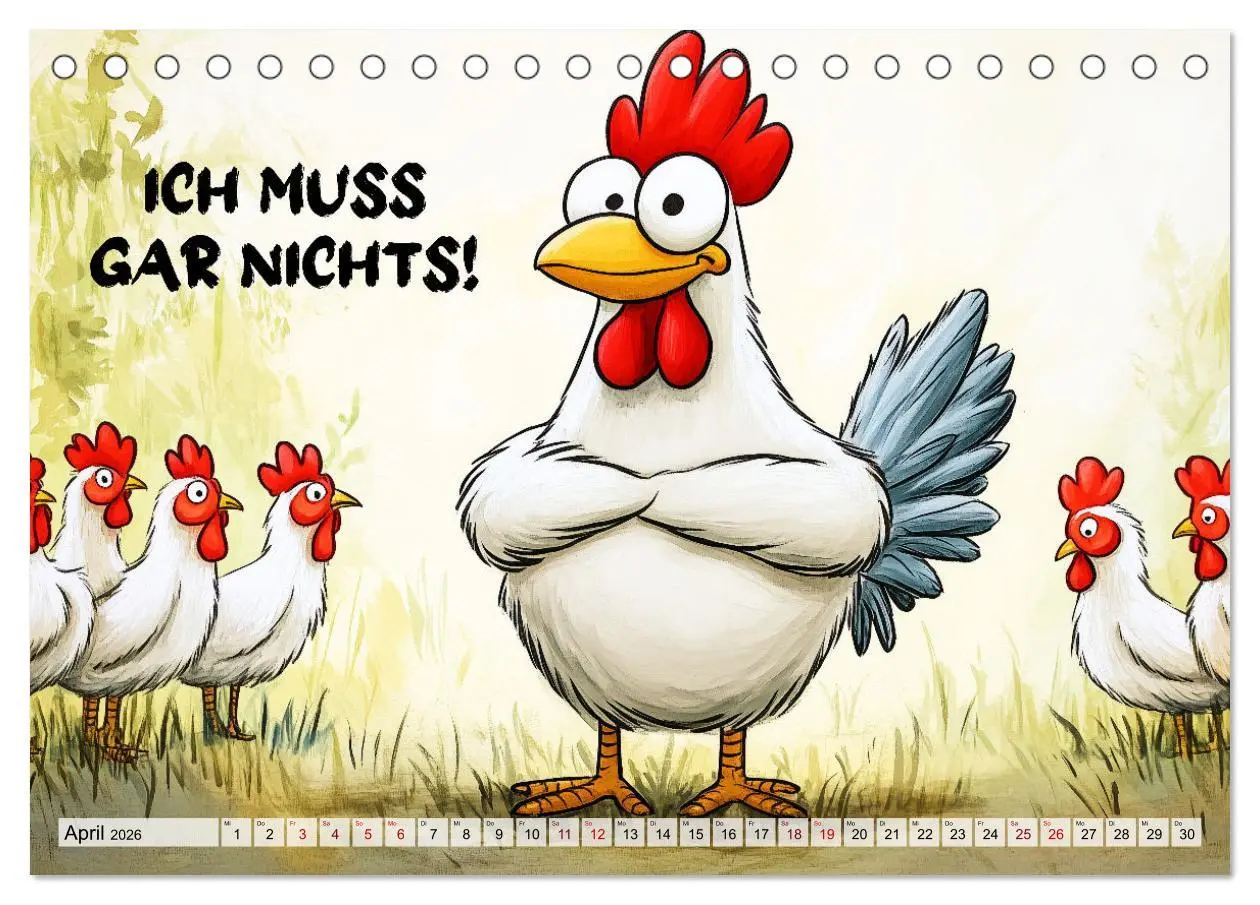 Bild: 9783457352946 | Verrücktes Hühnervolk (Tischkalender 2026 DIN A5 quer), CALVENDO...