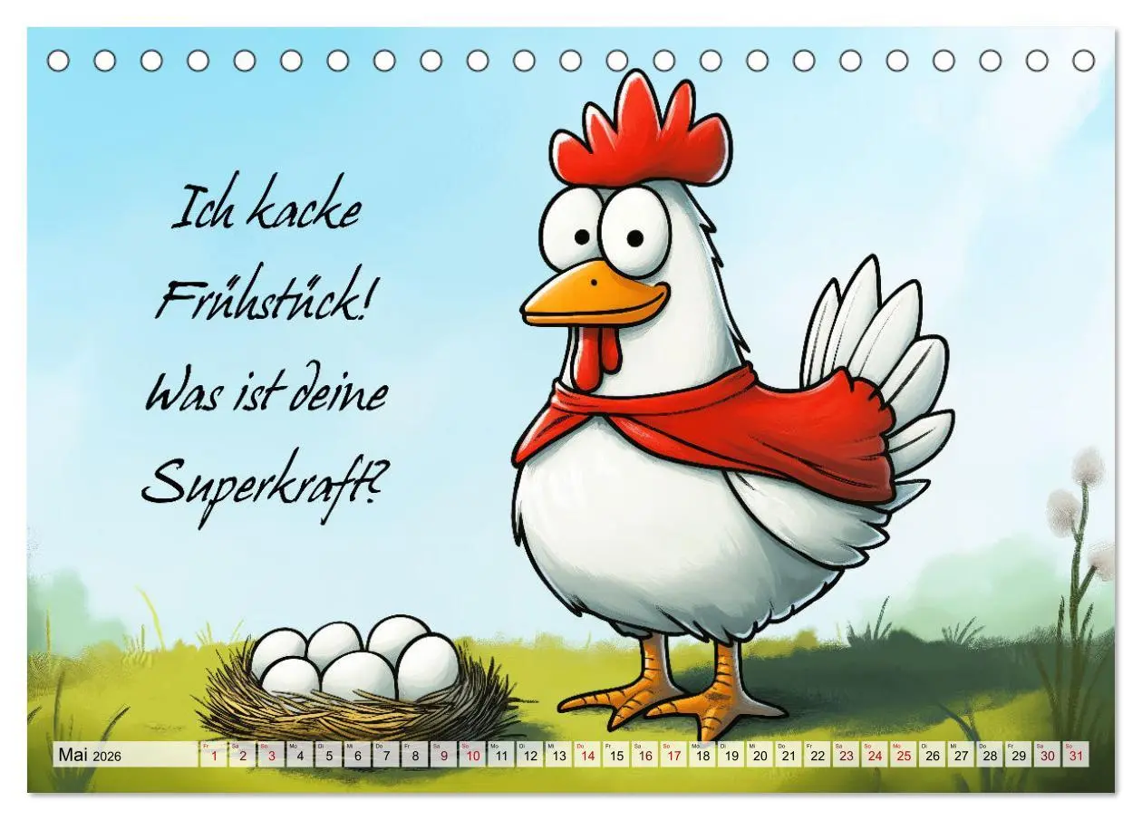 Bild: 9783457352946 | Verrücktes Hühnervolk (Tischkalender 2026 DIN A5 quer), CALVENDO...