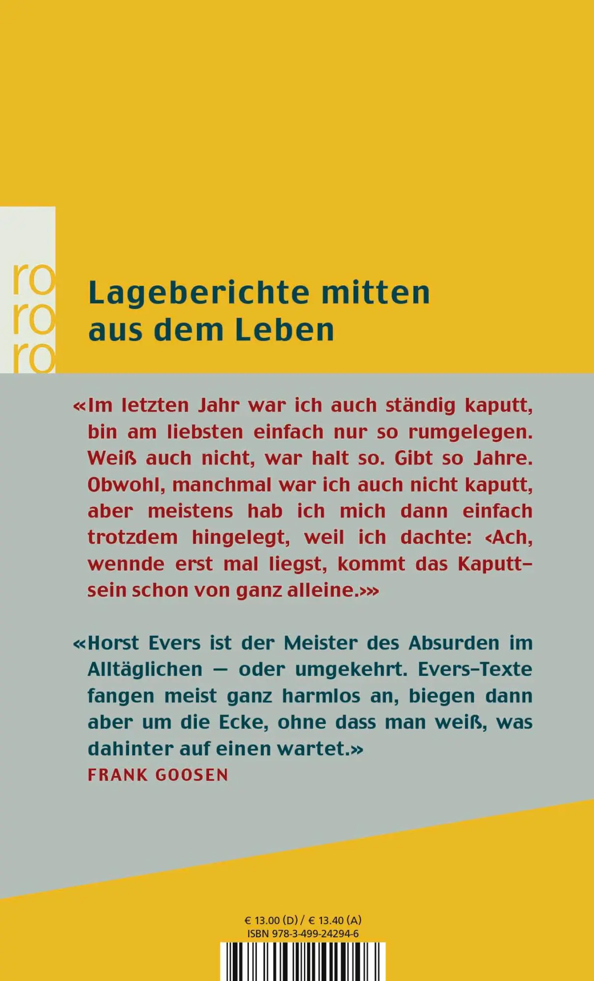 Rückseite: 9783499242946 | Gefühltes Wissen | Horst Evers | Taschenbuch | 157 S. | Deutsch | 2007