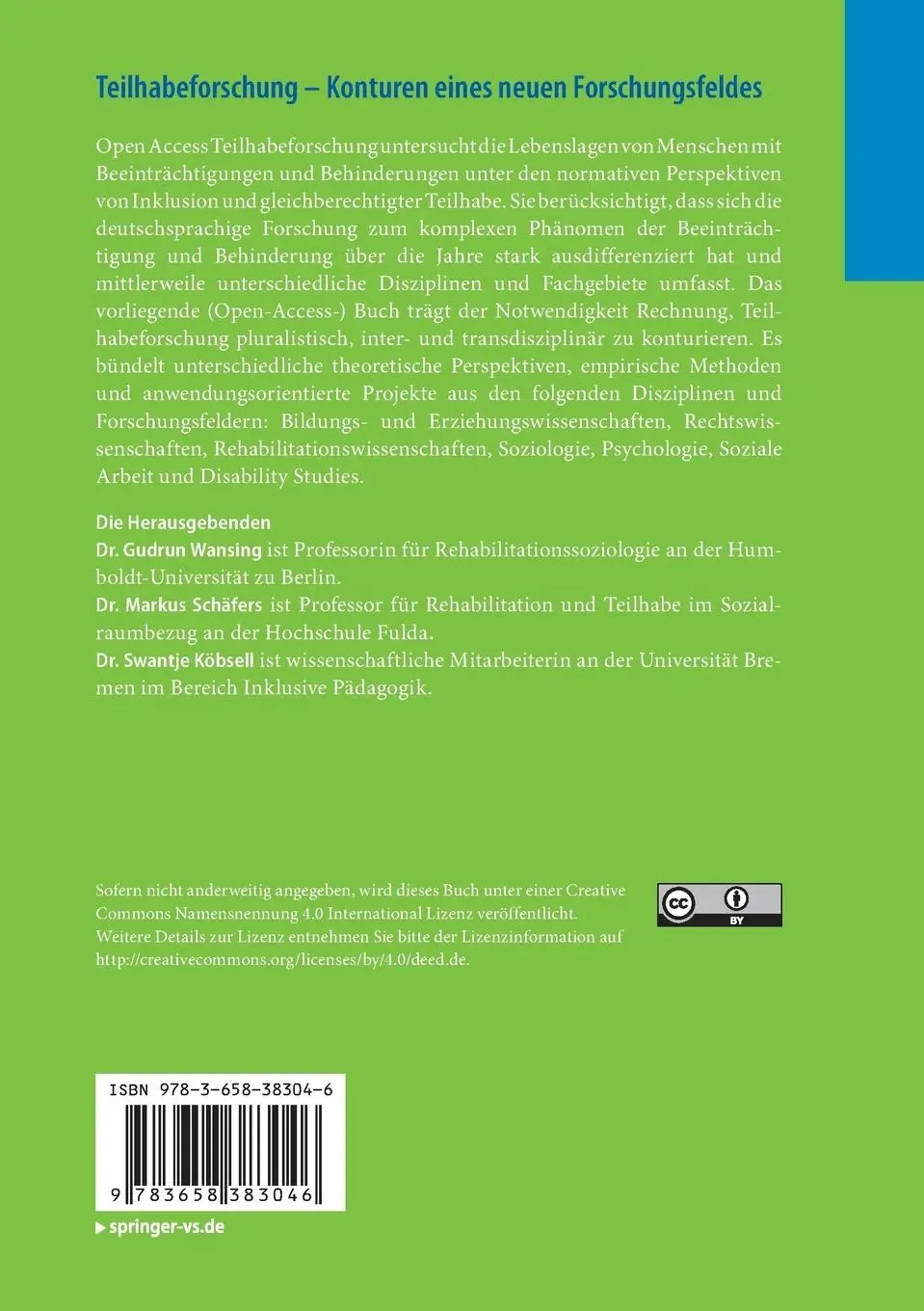Rückseite: 9783658383046 | Teilhabeforschung - Konturen eines neuen Forschungsfeldes | Buch | x